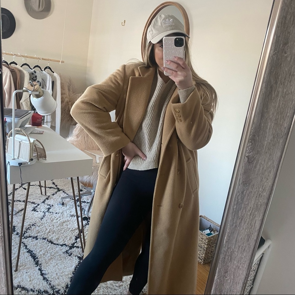 Talbots long tan double breasted pea coat - Picture 7 of 7